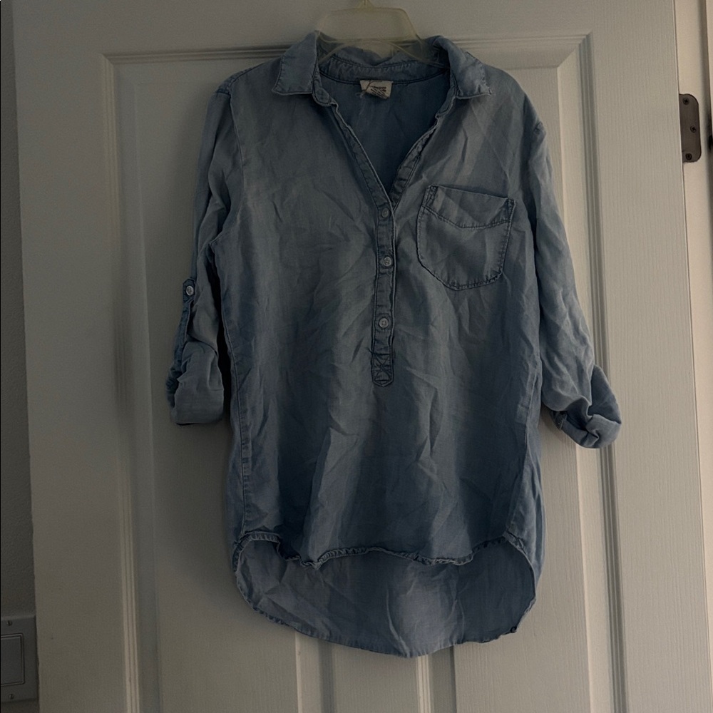 Andrea Jovine Petite Denim Blouse Sz S